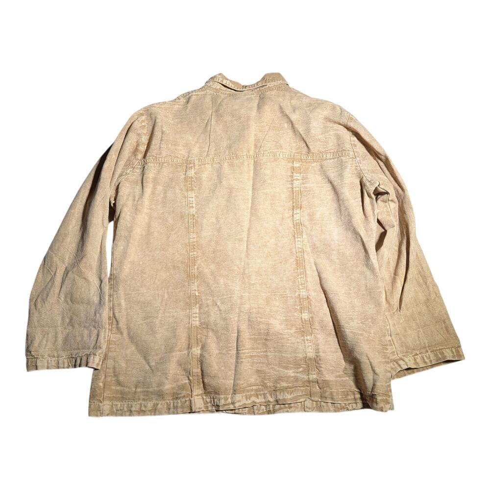 Vtg 1980s Sea Breeze of California Beige Acid Wash Cotton Button Utility Shirt M - Picture 2 of 3